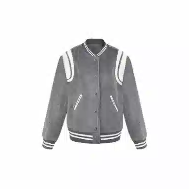 Fair Isle Cats Baseball Jacket Grey