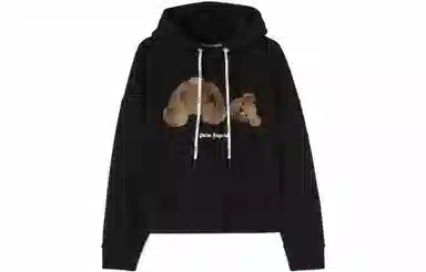 Palm Angels Bear Print Hoodie Black