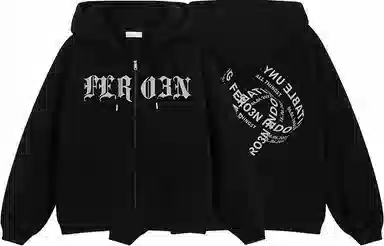 FREO3N SS23 Ring Retro Gothic Letter Print Hoodie