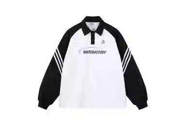 MATCHA STORY Retro College Polo Sweatshirt