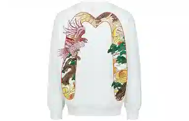 EVISU Eagle Print Crewneck Sweatshirt White