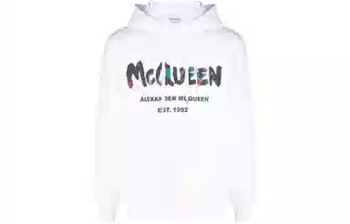 Alexander McQueen FW22 Graffiti Logo Hoodie White