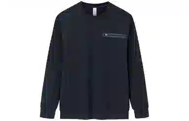 安踏 冠军全天候系列 纯色圆领套头卫衣 男款 夜海黑