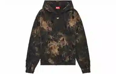 Diesel Hoodie Distressed Brown Black