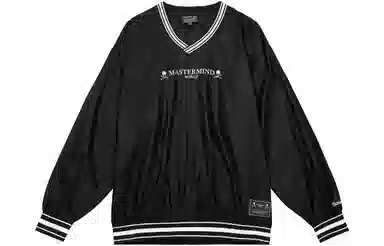 Mitchell & Ness x mastermind Striped V-Neck Sweatshirt Black