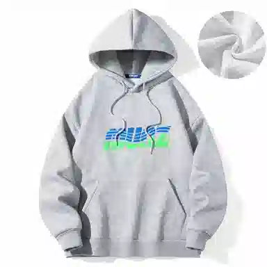 星际者 波浪字母印花宽松连帽休闲套头卫衣 男女同款 加绒加厚可选