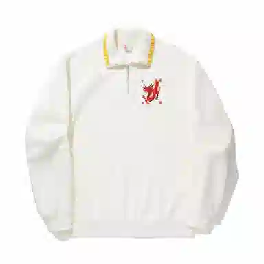 中国李宁 日进斗金系列  运动时尚龙年图腾长袖卫衣 男款 米白色