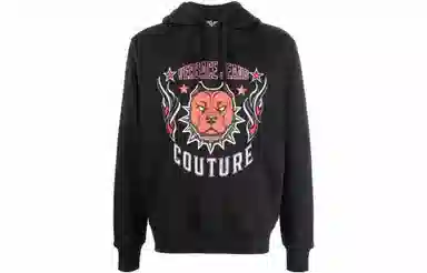 Versace Jeans Couture Logo Animal Print Hoodie Black