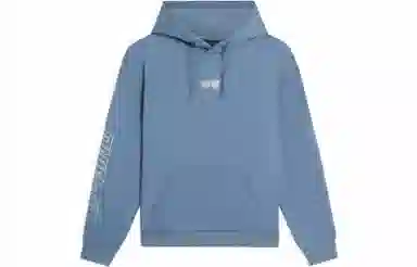 中国李宁 运动潮流系列 纯色印花汉字字母加绒连帽长袖卫衣 男女同款 蓝色