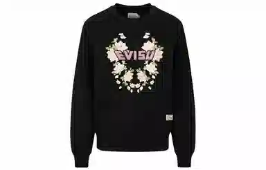 EVISU 23AW Floral Crewneck Sweatshirt Black