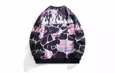 FireMonkey Hand-Painted Cartoon Letter Print Sweatshirt Black