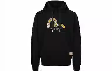 EVISU FW22 Seagull Print Hoodie Black