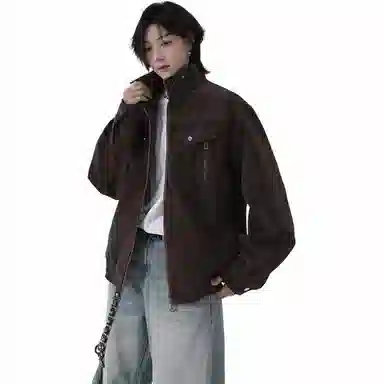 颂希尔 美式宽松立领痞帅夹克外套 男女同款