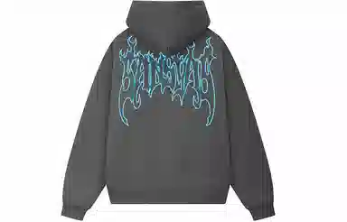 木村三社 火焰字母印花宽松连帽套头长袖卫衣 男女同款