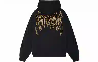 木村三社 火焰字母印花宽松连帽套头长袖卫衣 男女同款