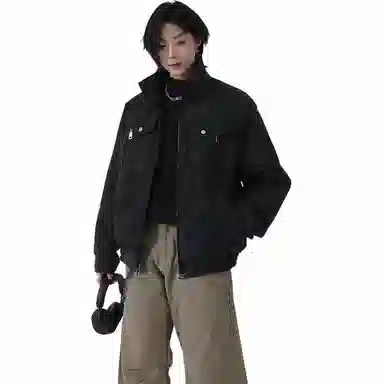 颂希尔 美式宽松立领痞帅夹克外套 男女同款