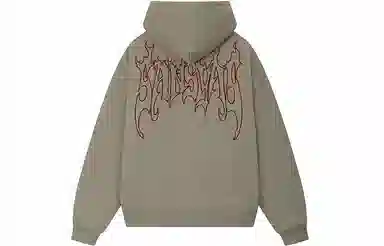 木村三社 火焰字母印花宽松连帽套头长袖卫衣 男女同款