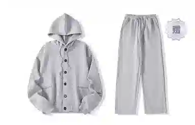 我是大卫 日系简约单排扣连帽宽松长袖休闲卫衣 男女同款