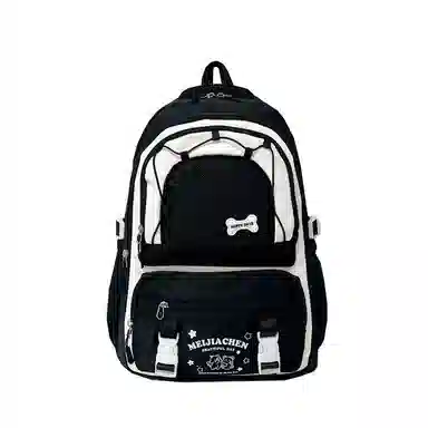 單倉 高颜值大容量可爱撞色短途旅行 复合布 双肩包 女款 黄色/粉色/黑色/蓝色/绿色