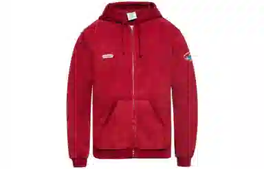 Vetements Logo Print Zip Hoodie Red