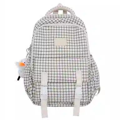 恒源祥 复古格子女大容量帆布时尚书包潮 尼龙 双肩包 常规 男女同款情侣款 多色