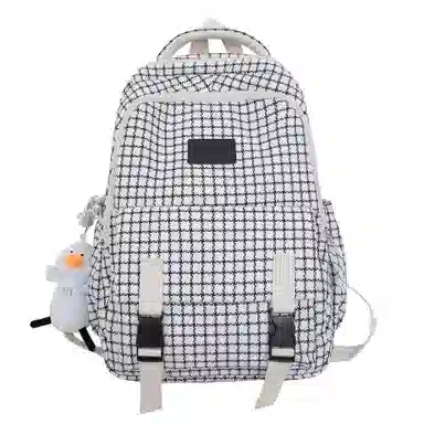 恒源祥 复古格子女大容量帆布时尚书包潮 尼龙 双肩包 常规 男女同款情侣款 多色