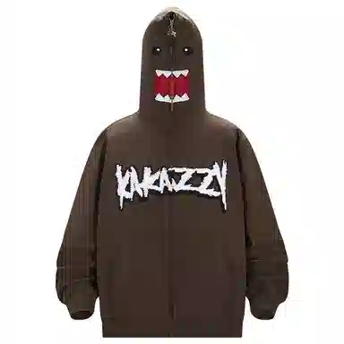 KAKAZZY Vintage Embroidered Hoodie Brown