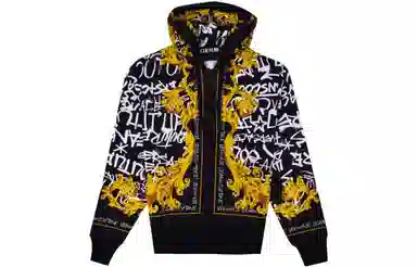 Versace Jeans FW23 Letter Print Hoodie Black