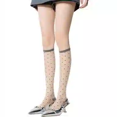 棉芝士 日系波点小腿袜子薄款甜美少女夏季长筒袜 女款