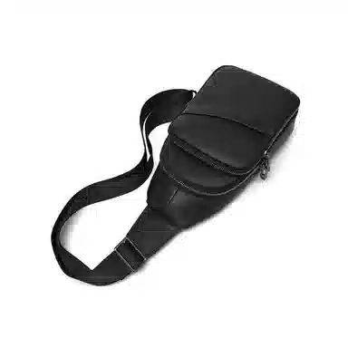 老人头 时尚通勤百搭多功能轻便外出斜挎包 头层牛皮 胸包 男款 黑色