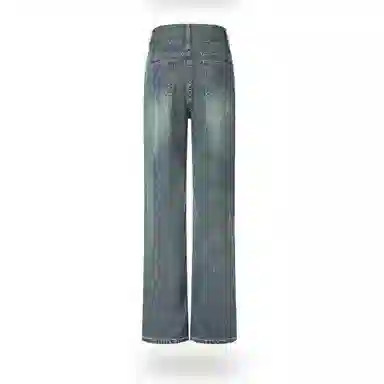 么宁 高腰直筒垂感窄版牛仔裤 男女同款