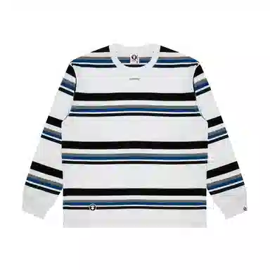Aape FW24 Striped Long Sleeve Tee Grey