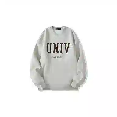 我是大卫 韩系圆领印花套头宽松慵懒感休闲卫衣 男女同款 燕麦色