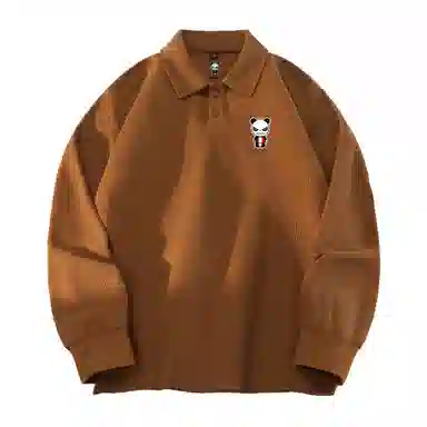 HIPANDA Waffle Knit Polo Long Sleeve Tee