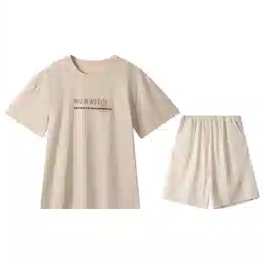 兰缪 舒适凉感透气短袖可外穿家居服睡衣套装 男款 图片色