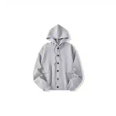 我是大卫 日系简约单排扣连帽宽松长袖休闲卫衣 男女同款