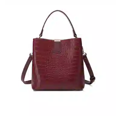 稻草人 时尚通勤实用高级感鳄鱼纹水桶包 聚氨酯革 手提包 常规 女款 多色