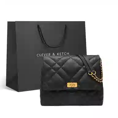 CLEVER&KETCH Quilted Black Gold Crossbody Bag