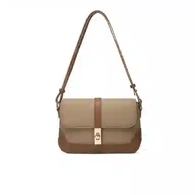 稻草人 时尚复古撞色高级感小众百搭学生实用通勤 牛皮 腋下包单肩斜挎包 常规 女款 卡其/米白