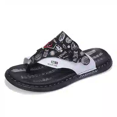 潮泽 潮流经典休闲 橡胶底 车缝线 防臭防磨防滑速干人字拖鞋 男款