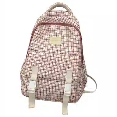 恒源祥 复古格子女大容量帆布时尚书包潮 尼龙 双肩包 常规 男女同款情侣款 多色