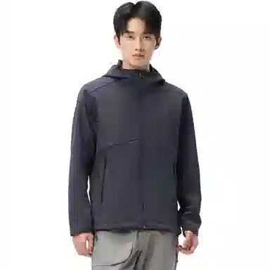 探路者 休闲舒适纯色连帽简约夹克外套 男款 蓝岩黑