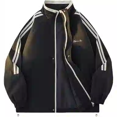 王者荣耀 鲁班七号星空梦想款 基础美式条纹字母纯色休闲宽松高级感小众工装夹克外套 男女同款