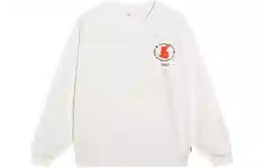 李宁 动物图案印花宽松长袖休闲卫衣 男女同款 乳白色