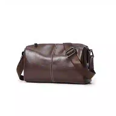 老人头 潮流简约通勤百搭高级感单肩包 合成革 斜挎包 男款 黑色/棕色