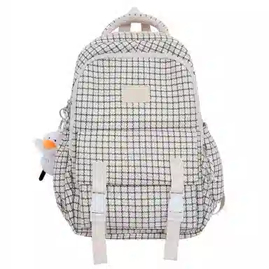 恒源祥 复古格子女大容量帆布时尚书包潮 尼龙 双肩包 常规 男女同款情侣款 多色