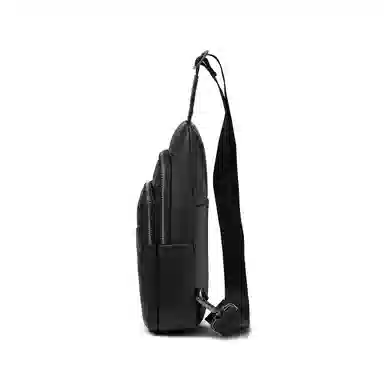 老人头 时尚通勤百搭多功能轻便外出斜挎包 头层牛皮 胸包 男款 黑色