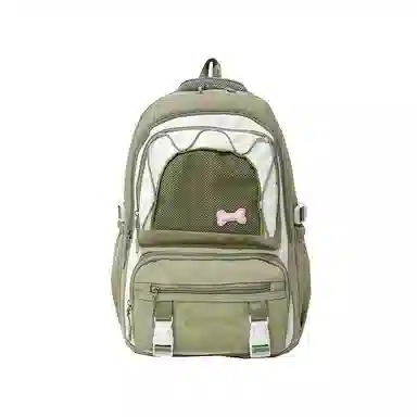 單倉 高颜值大容量可爱撞色短途旅行 复合布 双肩包 女款 黄色/粉色/黑色/蓝色/绿色