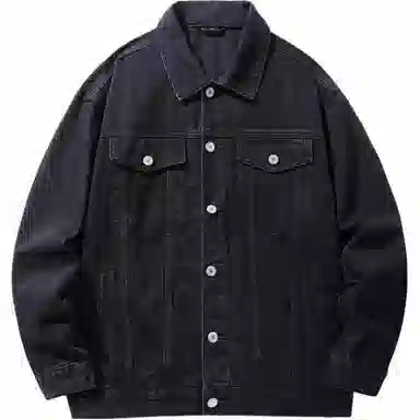 大白鲨 时尚百搭翻领牛仔外套 男款 黑色