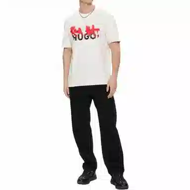 HUGO BOSS Relaxed-Fit T-Shirt In Cotton With Spray-Print Artwork T